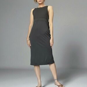 Athleta Charcoal Deep Breath Bralette Midi Sheath Dress Small